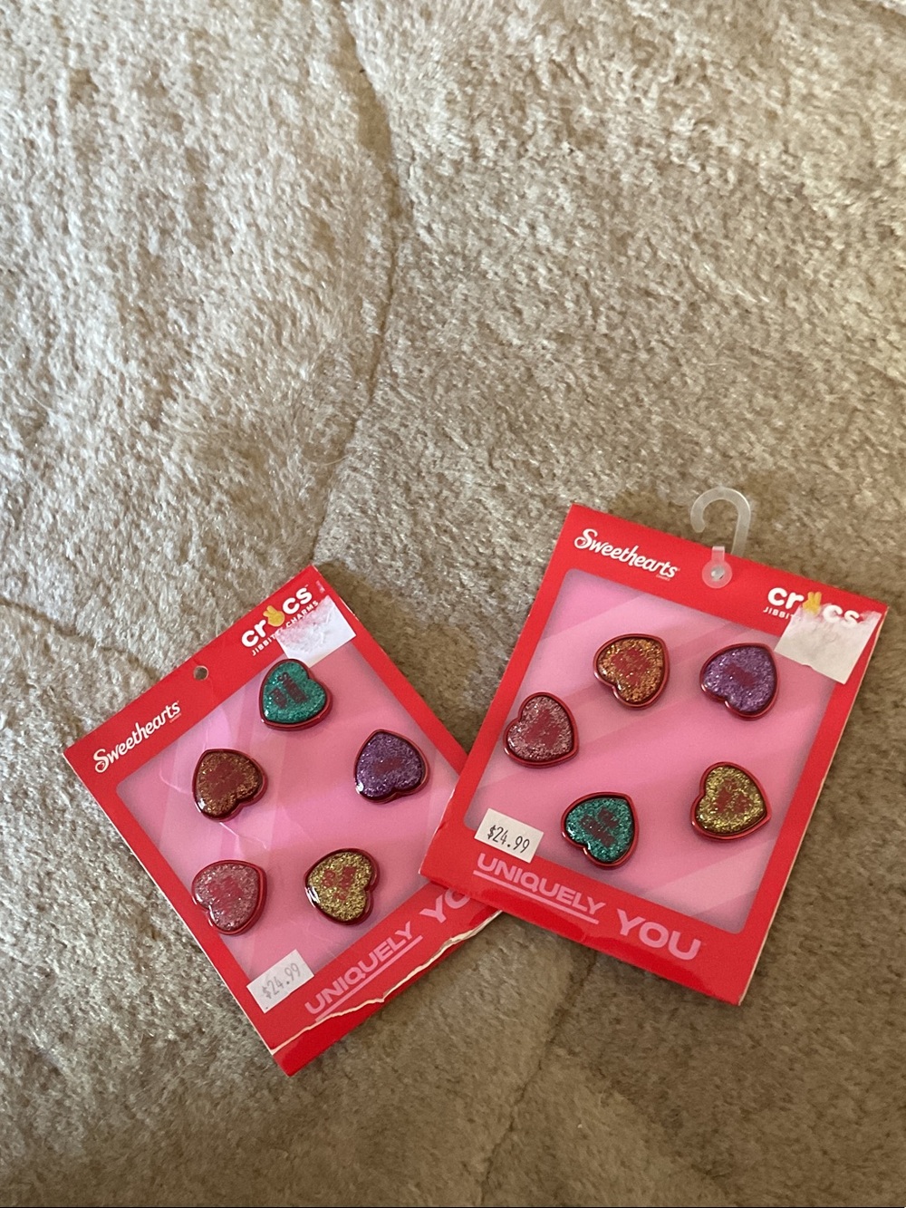 Sweethearts Heart Shaped Glitter Stud Croc  jibbitz charms- 2 sets BN